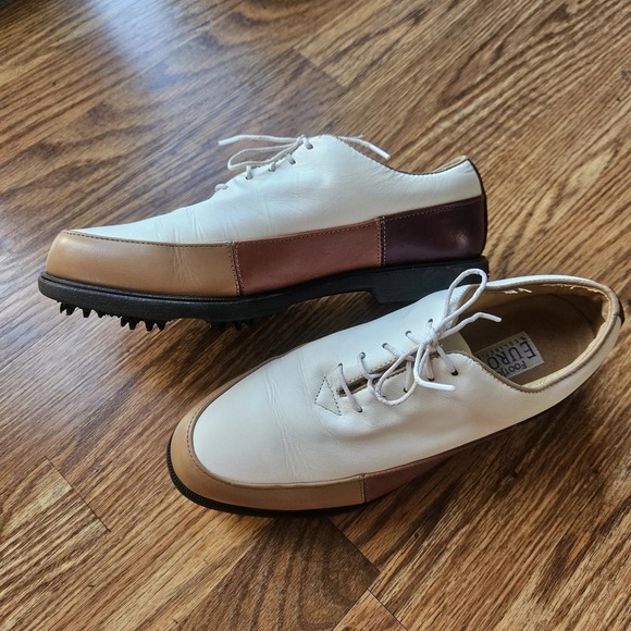 FootJoy Shoes - FOOTJOY FJ Europa‎ Collection Women's 7.5 Ivory Brown Four Tone Golf Shoes 99224